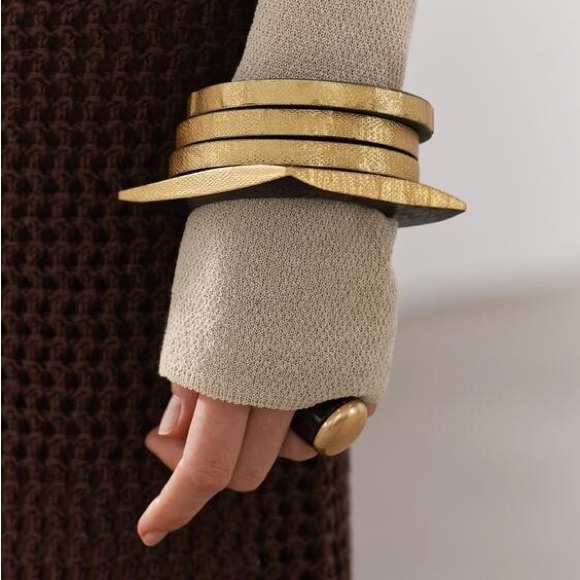 Zara Jewelry - Zara Gold Mango Wood Bracelets Set